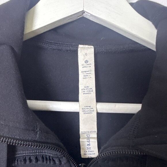Lululemon Black Full-Zip Scuba Hoodie With Drawstring Hood & Pockets Size 6 - Picture 3 of 6